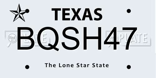 BQSH47 Texas License Plate