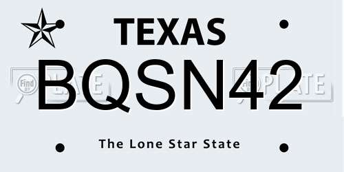 BQSN42 Texas License Plate