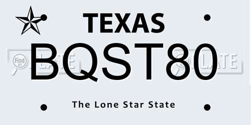 BQST80 Texas License Plate