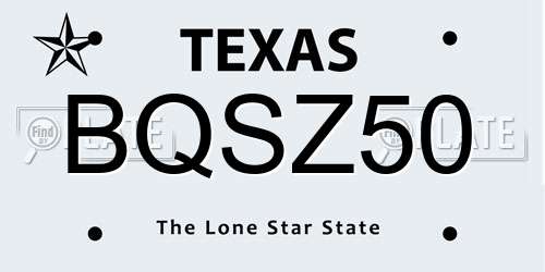 BQSZ50 Texas License Plate