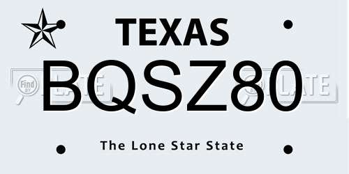 BQSZ80 Texas License Plate