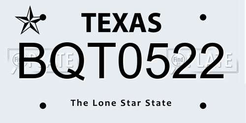 BQT0522 Texas License Plate