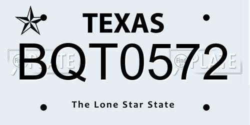 BQT0572 Texas License Plate