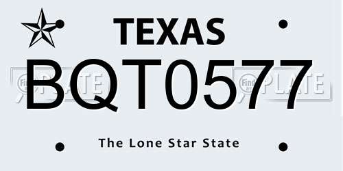 BQT0577 Texas License Plate