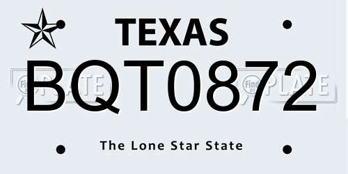 BQT0872 Texas License Plate