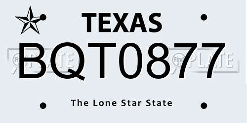 BQT0877 Texas License Plate