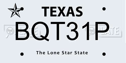 BQT31P Texas License Plate