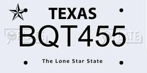 BQT455 Texas License Plate