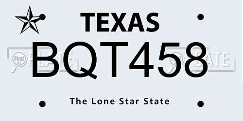 BQT458 Texas License Plate