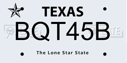 BQT45B Texas License Plate