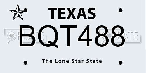 BQT488 Texas License Plate