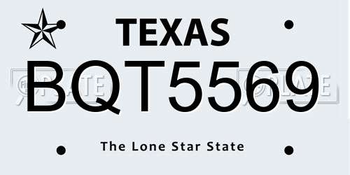 BQT5569 Texas License Plate