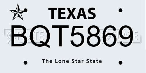 BQT5869 Texas License Plate
