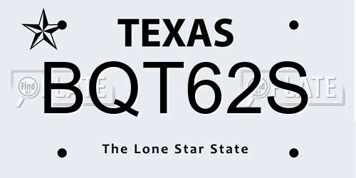 BQT62S Texas License Plate