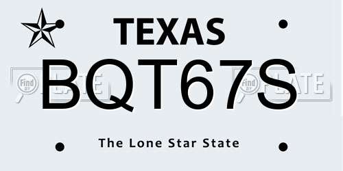 BQT67S Texas License Plate