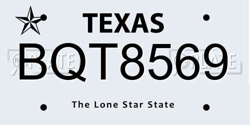 BQT8569 Texas License Plate