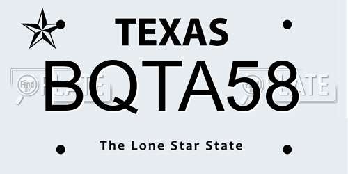 BQTA58 Texas License Plate
