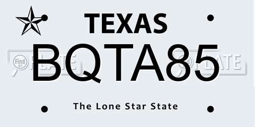 BQTA85 Texas License Plate