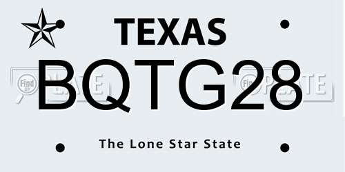 BQTG28 Texas License Plate