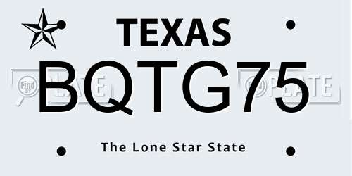 BQTG75 Texas License Plate
