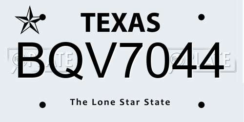 BQV7044 Texas License Plate