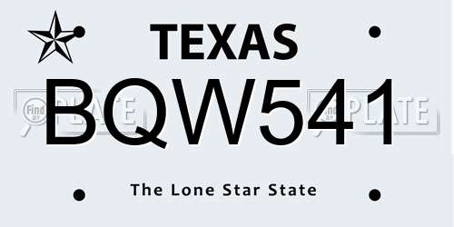 BQW541 Texas License Plate