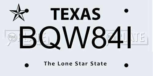 BQW84I Texas License Plate