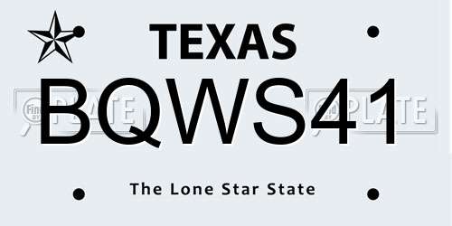BQWS41 Texas License Plate