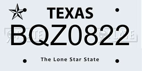BQZ0822 Texas License Plate