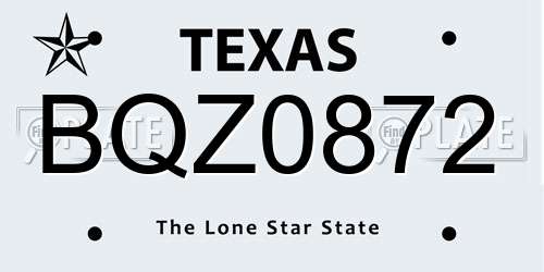 BQZ0872 Texas License Plate