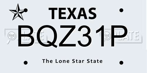 BQZ31P Texas License Plate