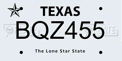 BQZ455 Texas License Plate