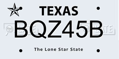 BQZ45B Texas License Plate
