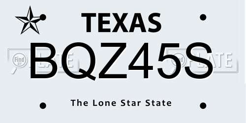 BQZ45S Texas License Plate