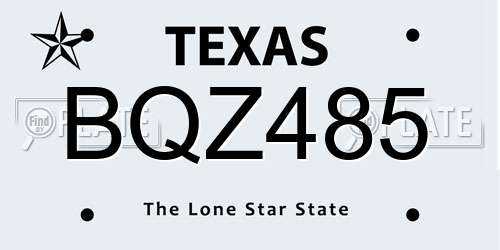 BQZ485 Texas License Plate