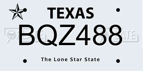 BQZ488 Texas License Plate