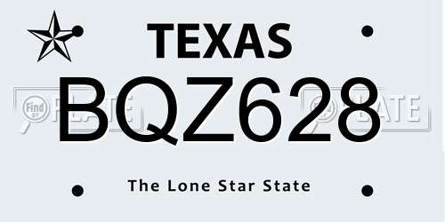 BQZ628 Texas License Plate