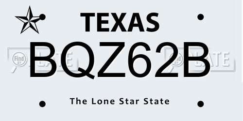 BQZ62B Texas License Plate