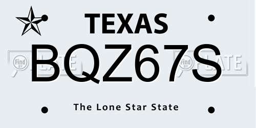 BQZ67S Texas License Plate
