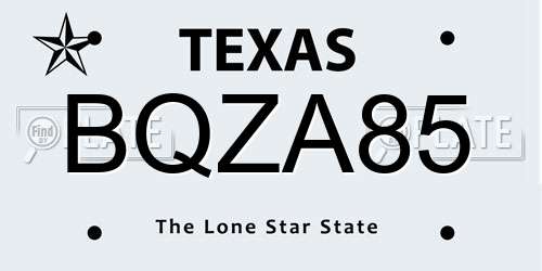BQZA85 Texas License Plate