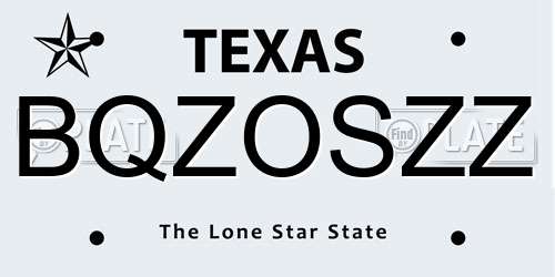 BQZOSZZ Texas License Plate