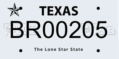 BR00205 Texas License Plate