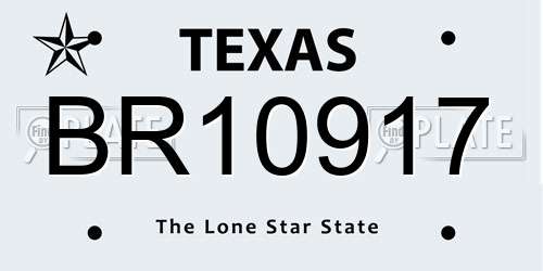 BR10917 Texas License Plate