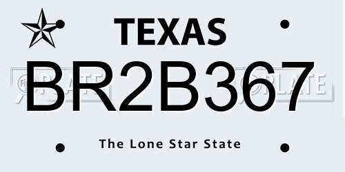 BR2B367 Texas License Plate