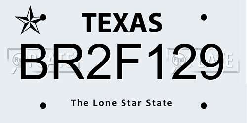 BR2F129 Texas License Plate