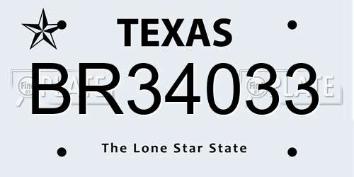 BR34033 Texas License Plate