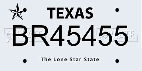 BR45455 Texas License Plate