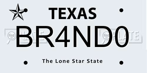 BR4ND0 Texas License Plate