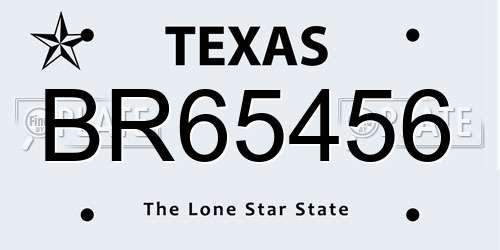 BR65456 Texas License Plate