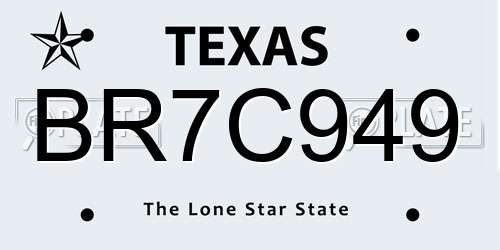 BR7C949 Texas License Plate